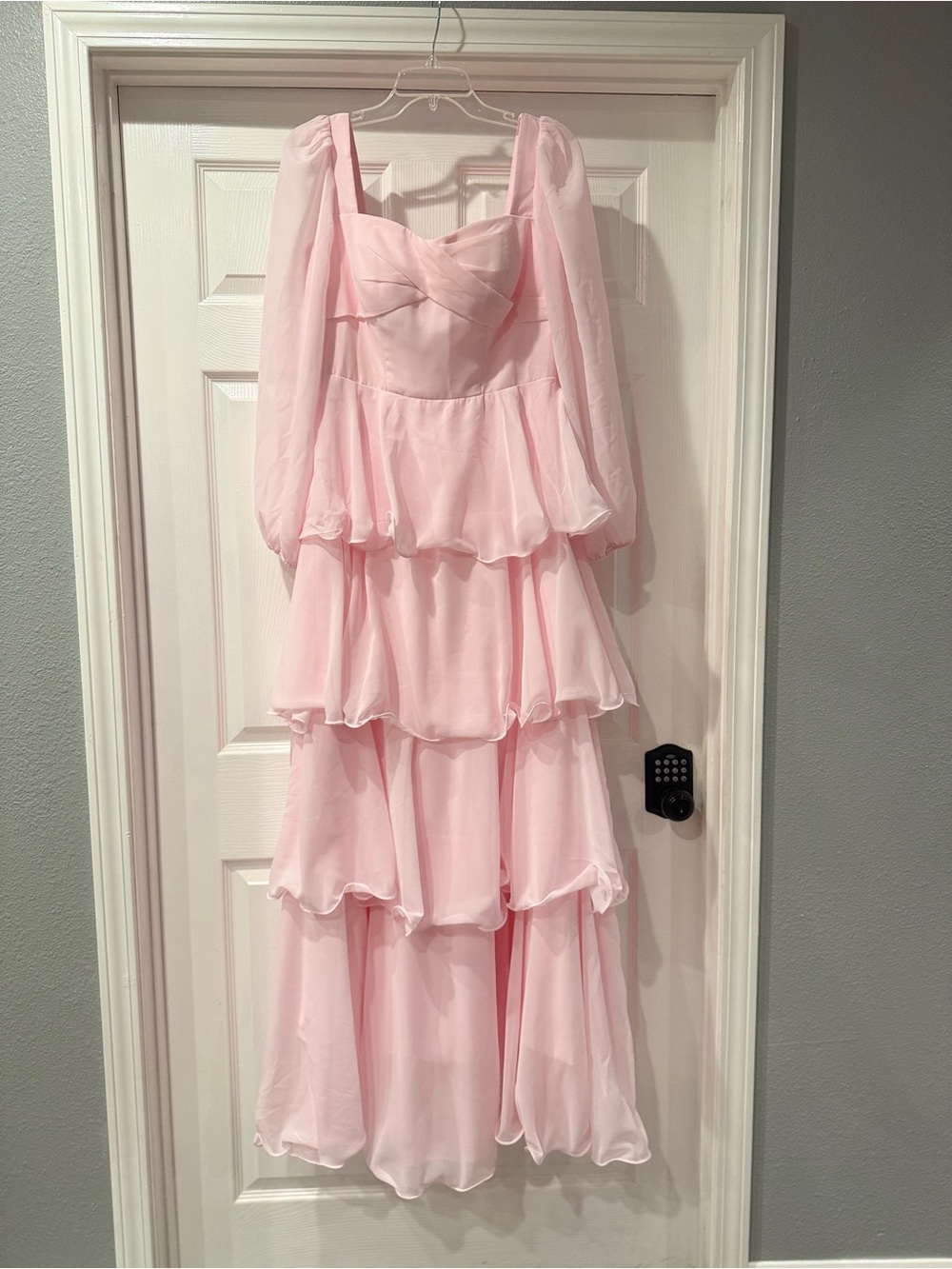 Pink Tiered Chiffon Maxi Dress - Elegant Women's Occasion Dress